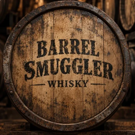Vat met het opschrift Barrel Smuggler Whisky